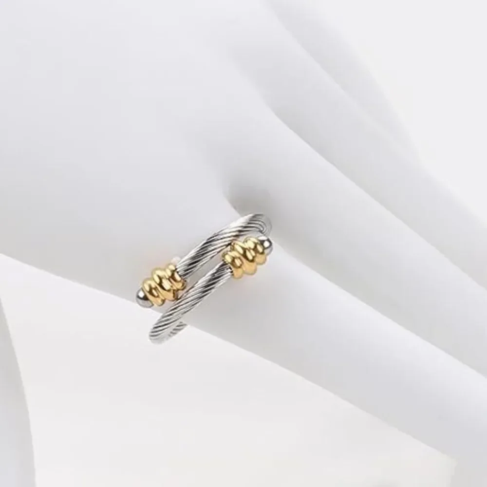 Twisted Cable Adjustable Wire Ring - Picture 3 of 6